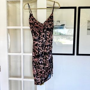 VRG GRL Leopard Print Mini Slip Dress